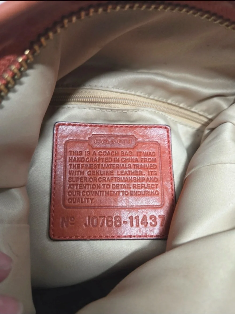 Coach Brown Signature Canvas Bucket Bag with Rust Leather Trim
